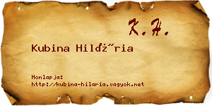 Kubina Hilária névjegykártya